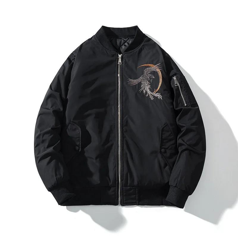 Men\'s Bomber Jacket Hip Hop Heavy industry embroidery MA1 Coat City boys Outerwear Baseball Collar Jacket