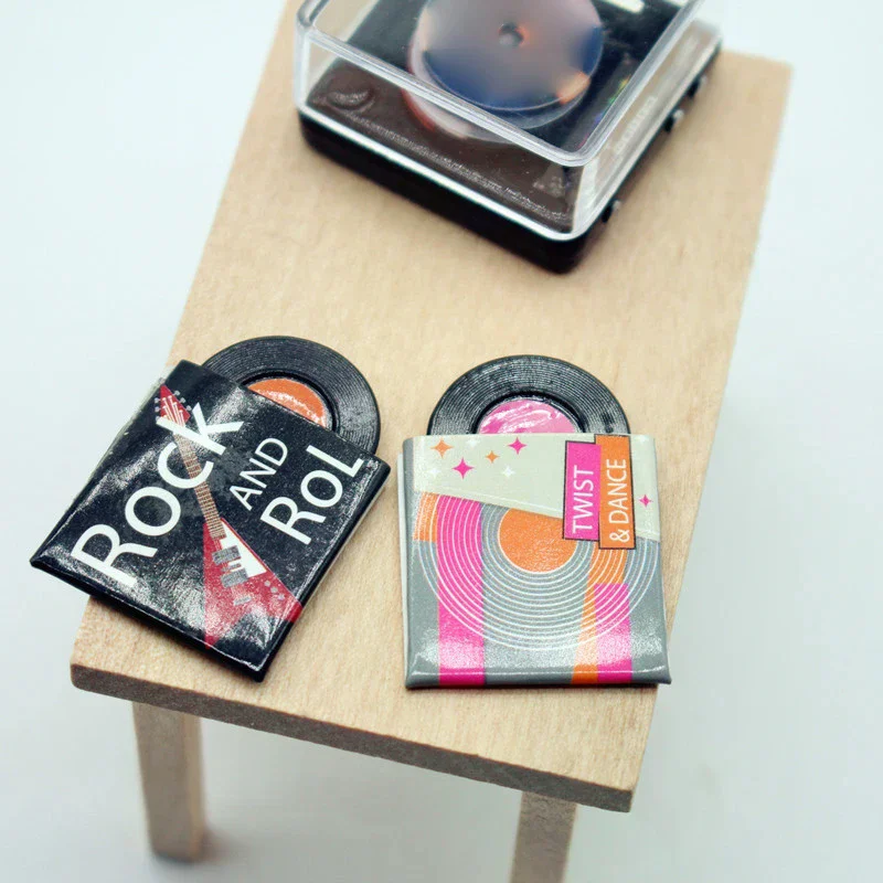 1 ensemble maison de poupée Miniature Mini CD disque disque ensemble modèle pour maison de poupée chambre salon décor enfants semblant jouer jouets cadeau