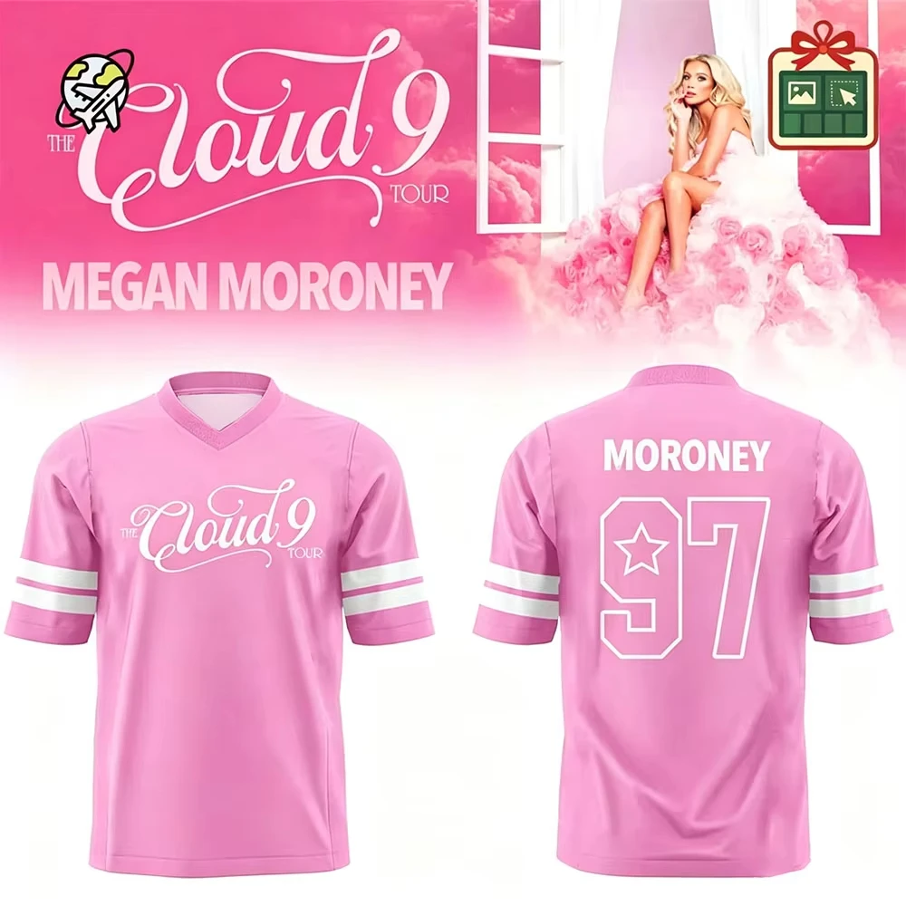Megan Moroney Football Tee The Cloud 9 Tour 2026 Soccer Jersey V-neck Short Sleeve Summer Male T-shirt Design Fashion Print Tops