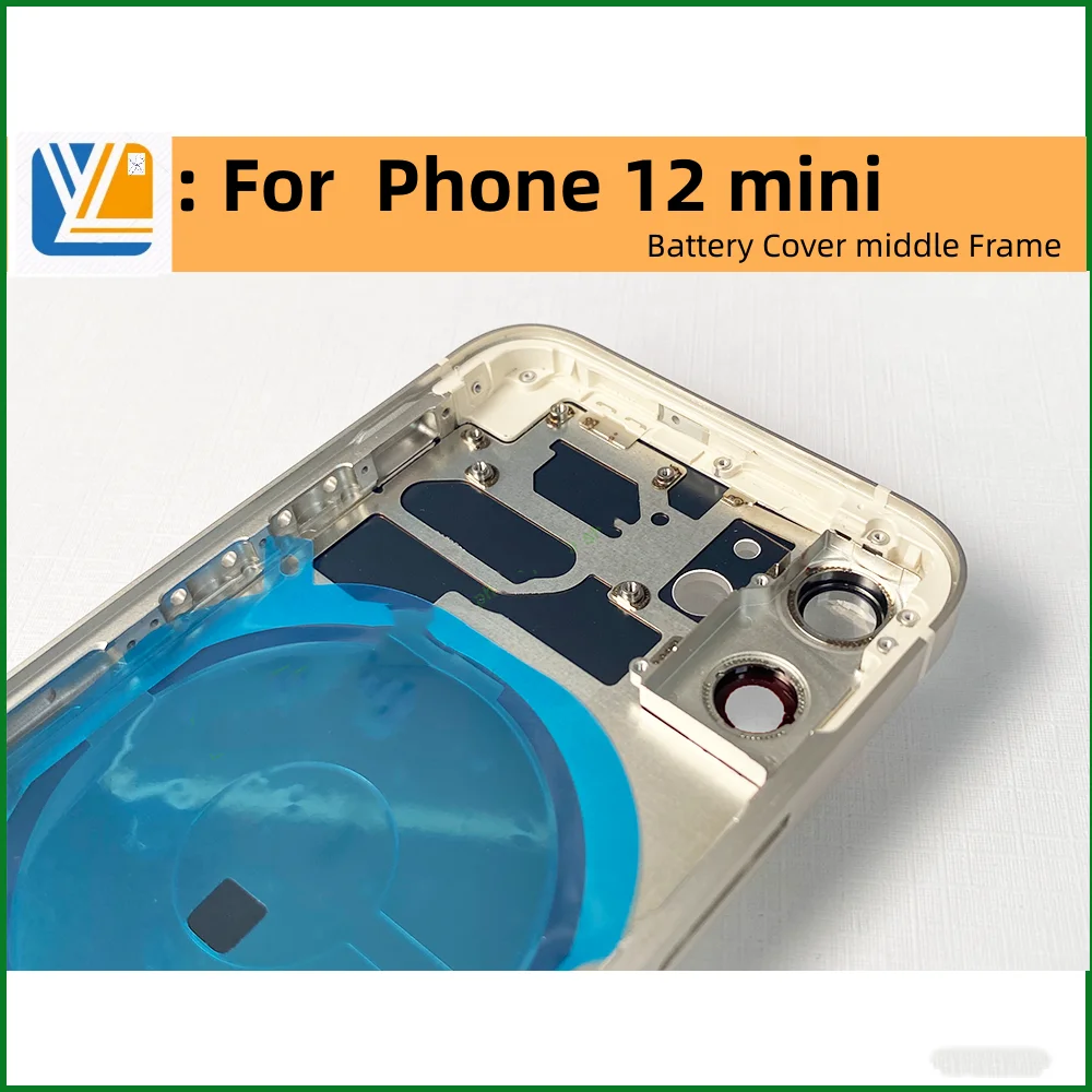 Back Cover For iPhone 12 12Mini Housing Replacement High Quality Housing Battery Cover for 12 Chassis with Side Buttons+SIM Tray