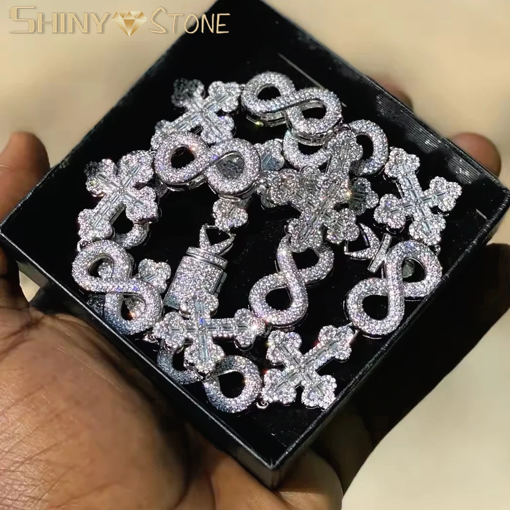 

Новинка 2025 года, Iced Out Bling 5A, кубический цирконий, крест, бесконечность, кубинская цепочка, ожерелье для женщин, колье, ювелирные изделия в стиле хип-хоп