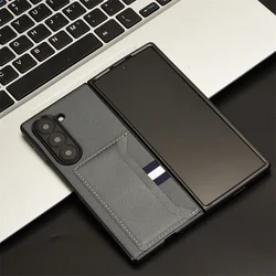 For Samsung Galaxy Z fold 6 5G Lychee PU Leather Wild Card Phone Case Galaxy ZFold5 4 3 Folding Screen Phone Case