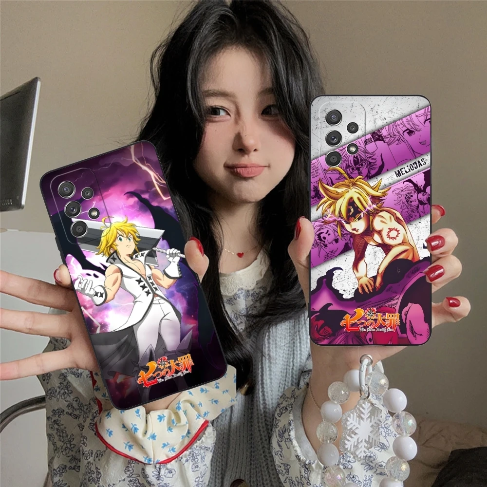 Seven Deadly Sins Meliodas Mobile Phone Case for Samsung Galaxy A91 73 71 70 54 53 52 34 24 23 21 S 5G Black Phone Cover Shell