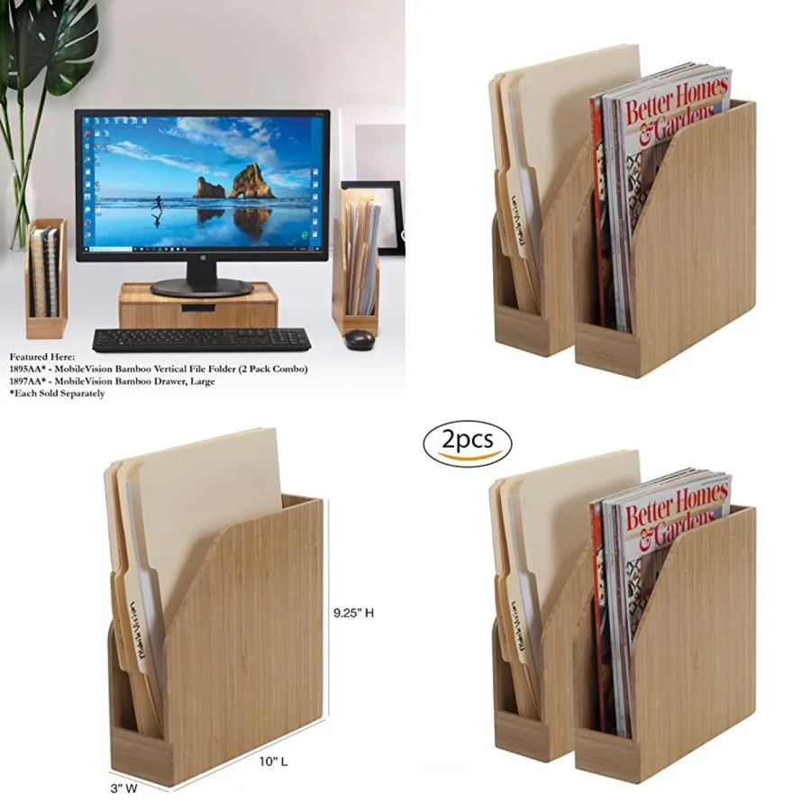

Vertical File Folder Holder and Office Product Organizer, Store Files, Magazines, Notepads, Books and more, 2 Pack Combo Set