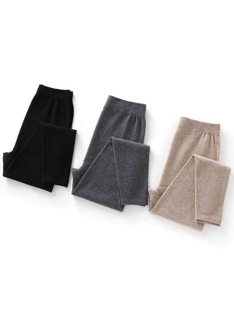

Women's 100% Wool Leggings Fine superfine wool Spring Autumn Winter Elastic Basic High Waist Warm Fine Wool Knit Leggings