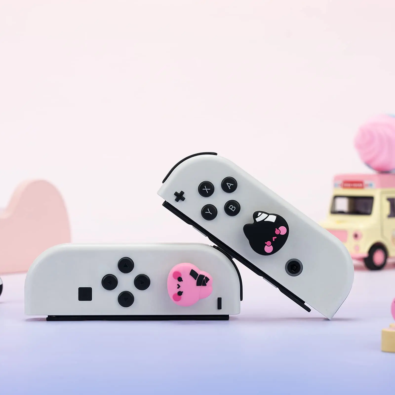 GeekShare Cute Silicone Joycon Thumb Grip Caps Compatible with Nintendo Switch / OLED / Switch Lite,Bunny & Kitty,4Pcs