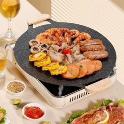 Korean Round Grill Pan Barbecue Pan Pork Belly Non-stick Cooker Maifan Stone Induction Cooker Gas Barbecue Tray Roast Plate