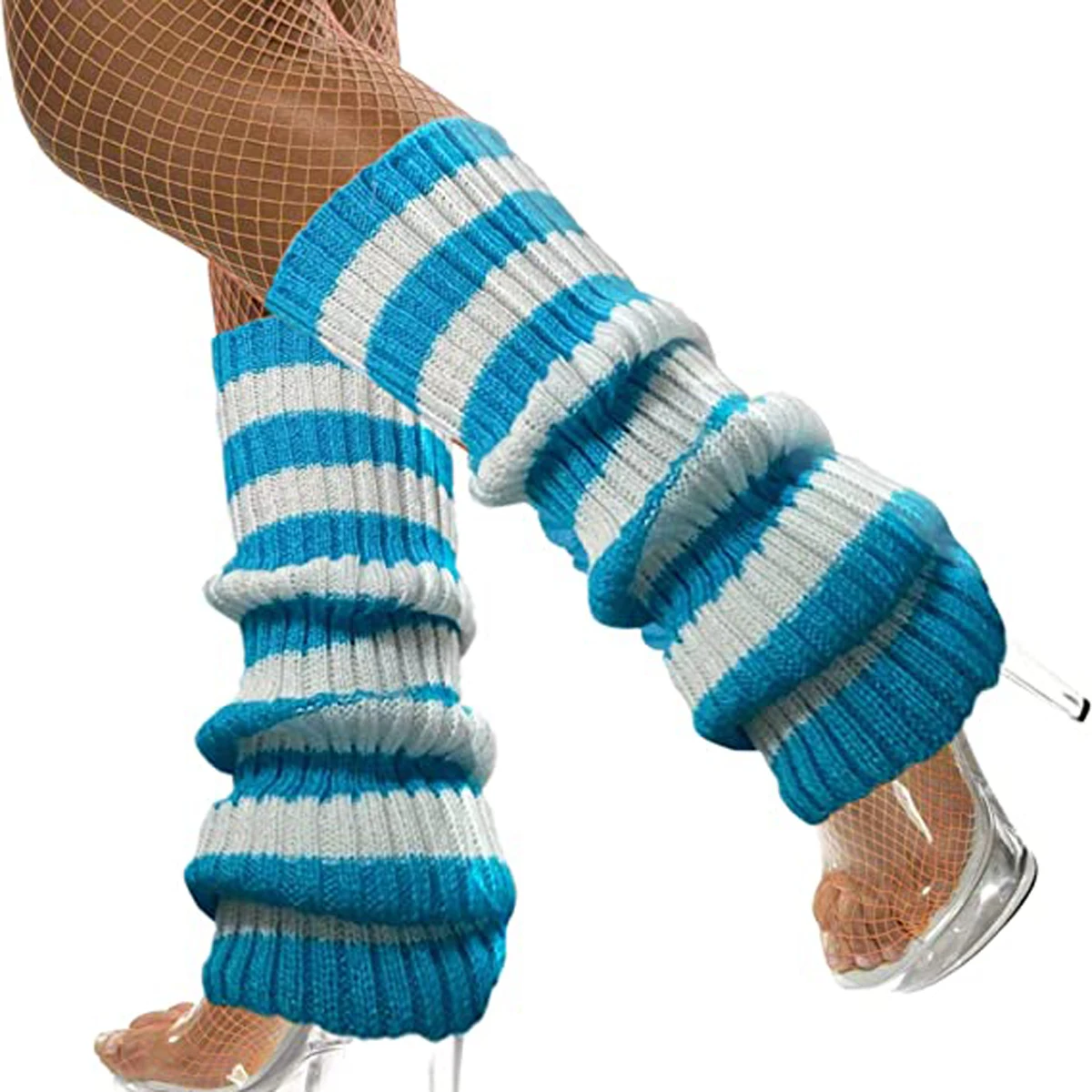 Women's Autumn Long Knitted Foot Cover Leg Breathable Warmers Winter Protector Stocking Legging Ladies Striped Leg Warmersocks