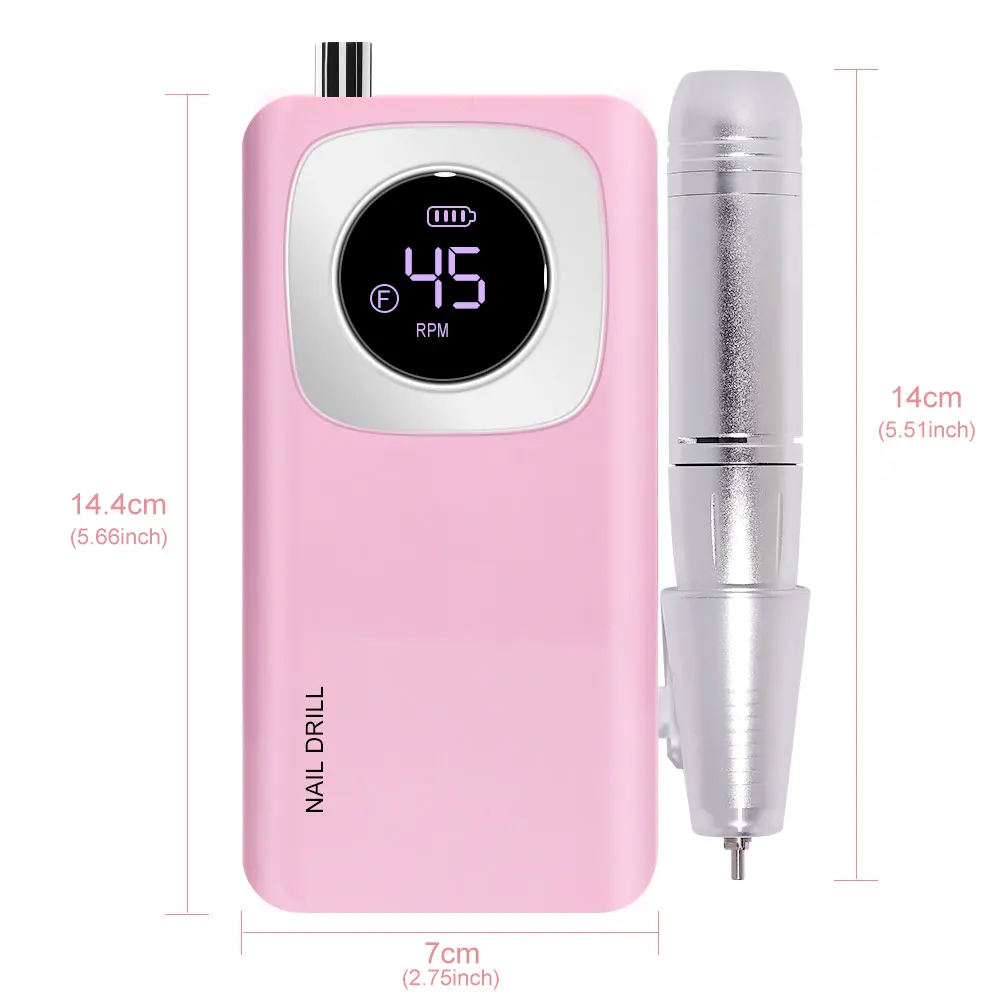 45000RPM Rechargeable Nail Art Electric Nail Drill Professional Nail Grinder Set Suitable for Home Nail Salon Tools