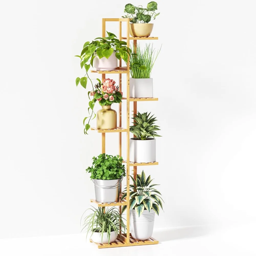 

ROSSNY Plant Stand Indoor, 7 Tier 8 Potted Bamboo Plant Stands for Indoor Plants, Corner Plant Stand,Plant Shelf For Indoor,