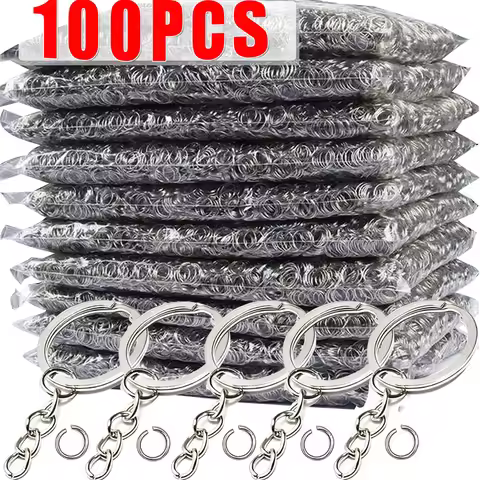 50/100pcs Silver Plated Metal Blank Keyring Keychain Split Ring Keyfob Key Holder Rings DIY Findings Making Keychain Accessories