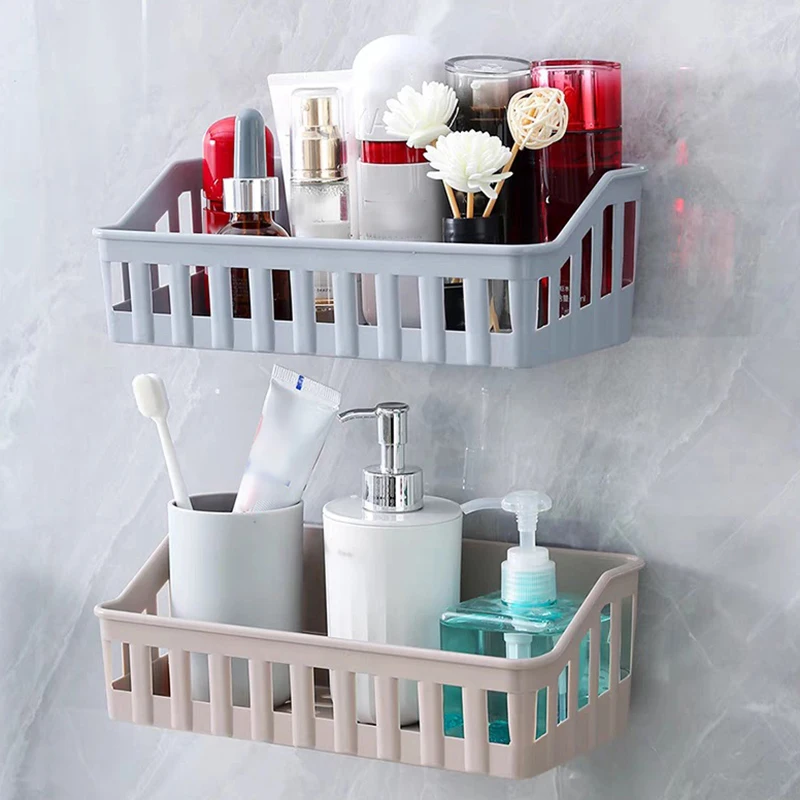 Bathroom Shelf Organizer No Drill Organizer Shower Storage Rack Wall Mount Plastics Toilet Shampoo Holder Bathroom Accessories