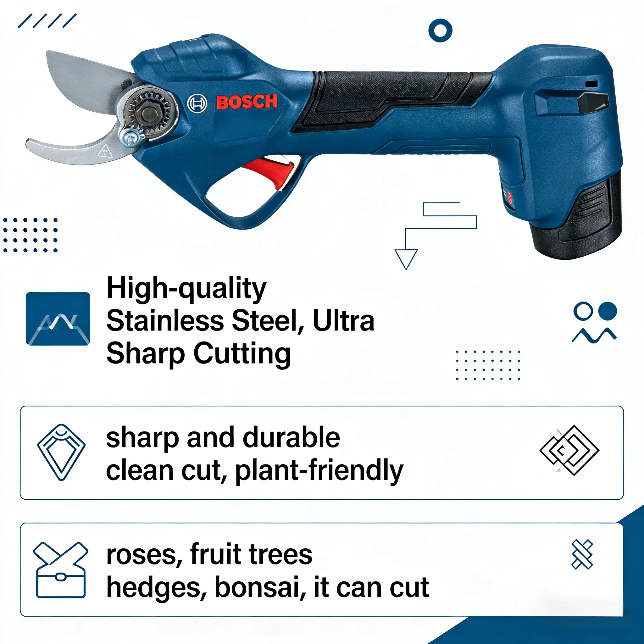 

Bosch 12V Brushless Cordless Pruner Professional Electric Secateurs Garden Cutting Power Tool