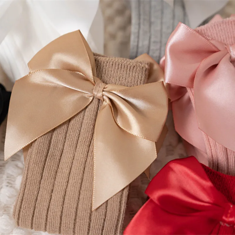 طفل الفتيات الجوارب الخريف الشتاء الاطفال القوس الكبير الركبة عالية طويلة لينة لطيف الاطفال عيد الميلاد جورب القطن الأحمر الوليد سوكين ل 0-8 سنوات #6