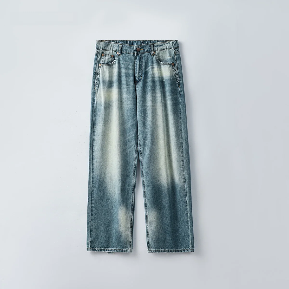 

Waed Ripped American High Street Men's Jeans Loose Straight Vintage Long Trousers Casual Straight Leg Denim Pants for Men