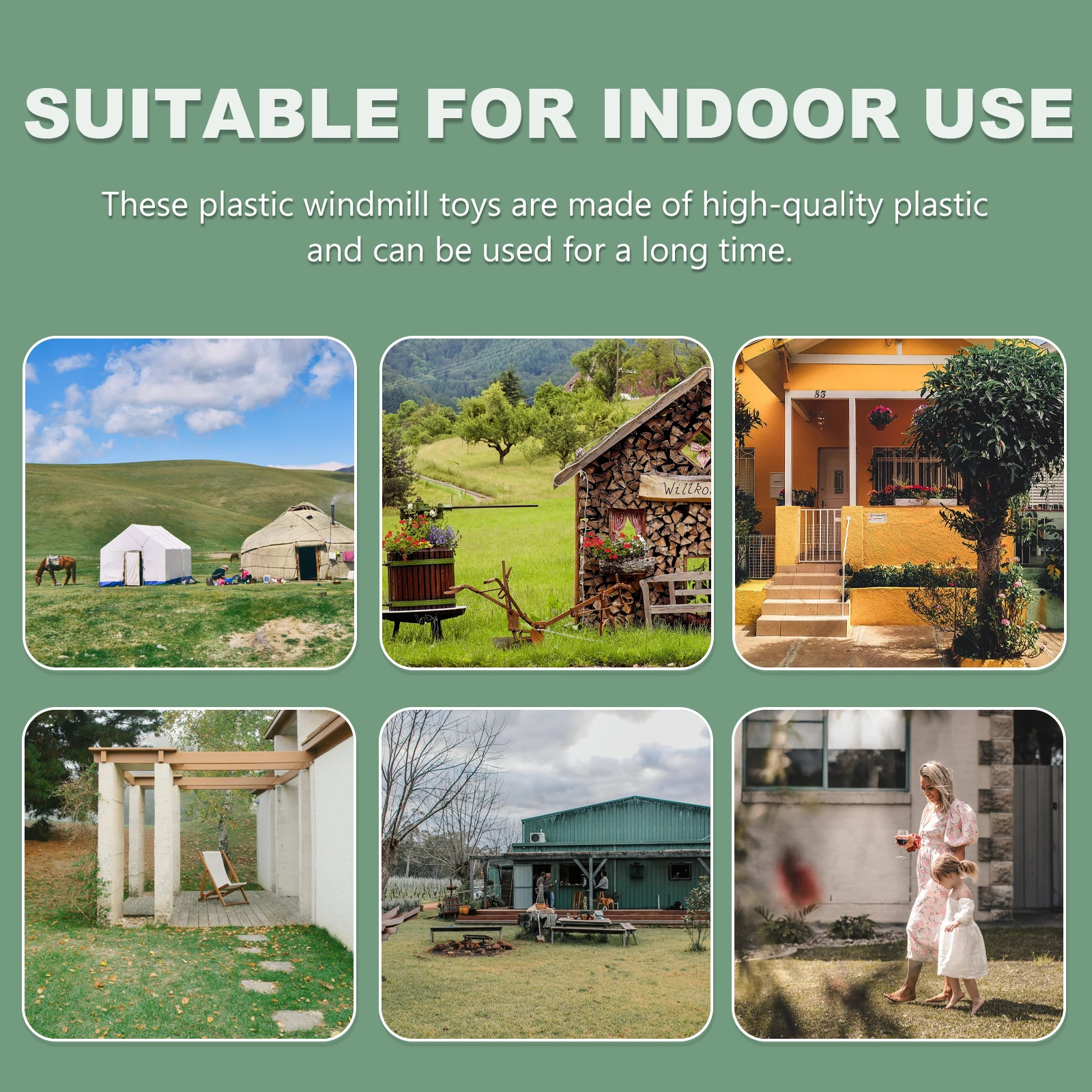 

10pcs 8-Blade Windmill Garden Decorative Windmill Outdoor Decor Garden Decoration Yard Party Wedding Wind Spinner Pinwheels