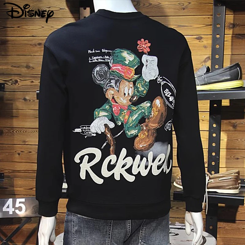 Disney 2022 New Arrival Fashion Autumn Cotton Loose O-neck Casual Cartoon Mickey Mouse Donald Duck Print Long Sleeve Sweatshirt