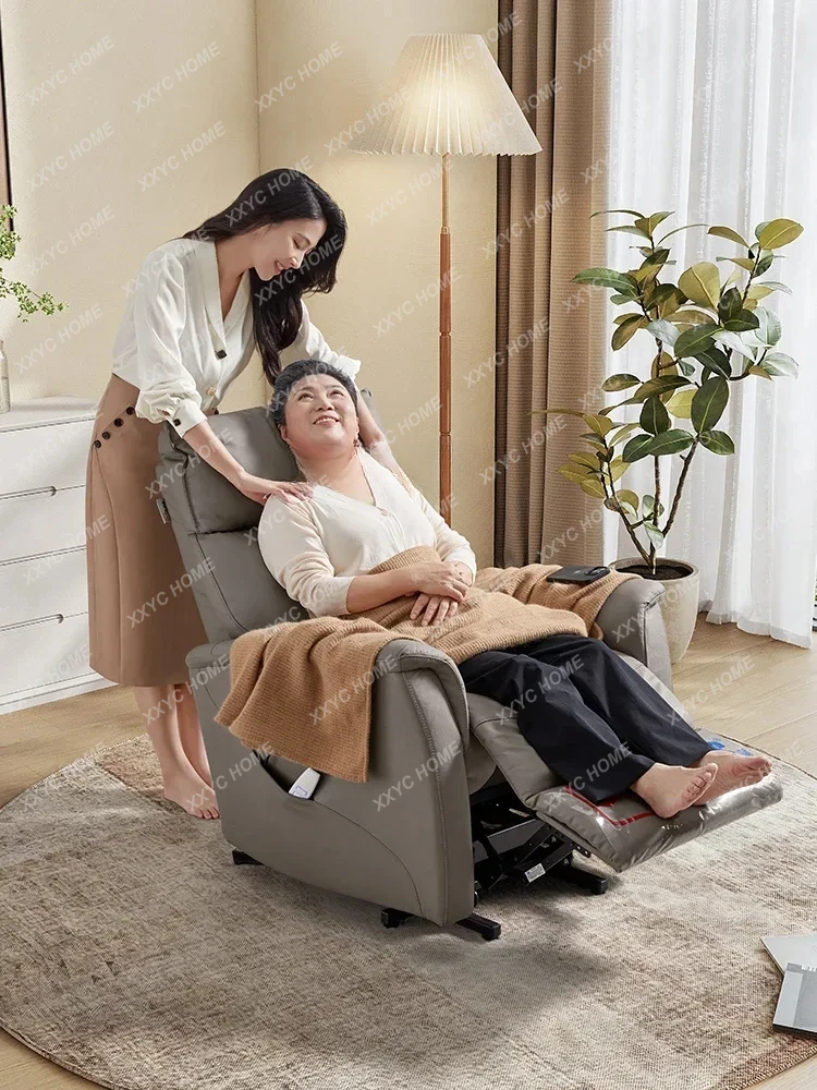 أريكة كهربائية وظيفية لغرفة المعيشة من الدرجة الأولى من الجلد الطبيعي، دعم ذكي، احترام واحد للأريكة المسنين #2