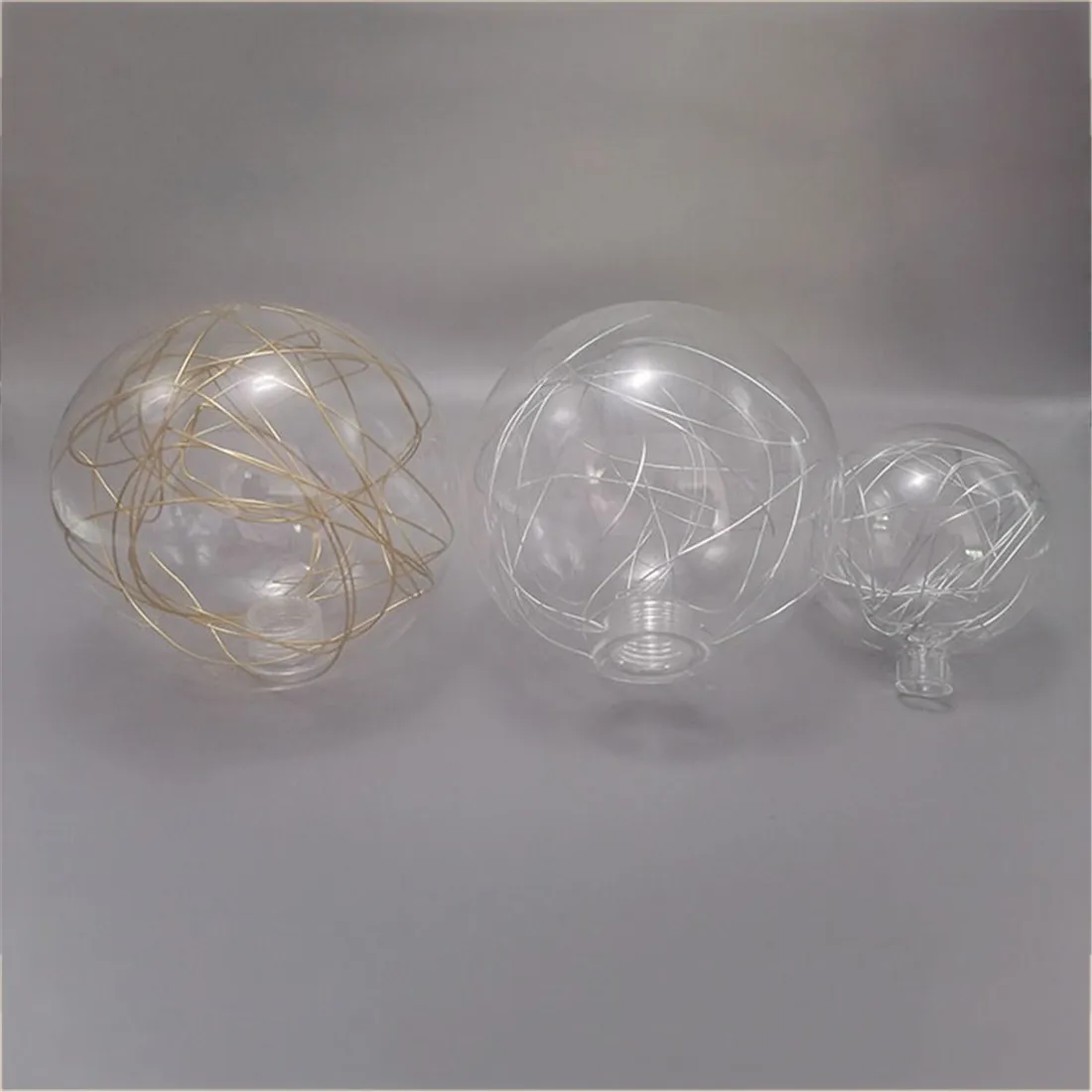 

D8cm 10mm Hole Aluminum Wire G4 Glass Shade Replacement, D10cm D12cm 20mm Opening G9 Lampshade with Silver or Gold wire inside