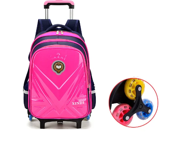 Kinder PU 3D Schule Rädern Rucksack für jungen Kinder Roll Gepäck Koffer Reise Trolley Tasche für kinder Schul auf rädern