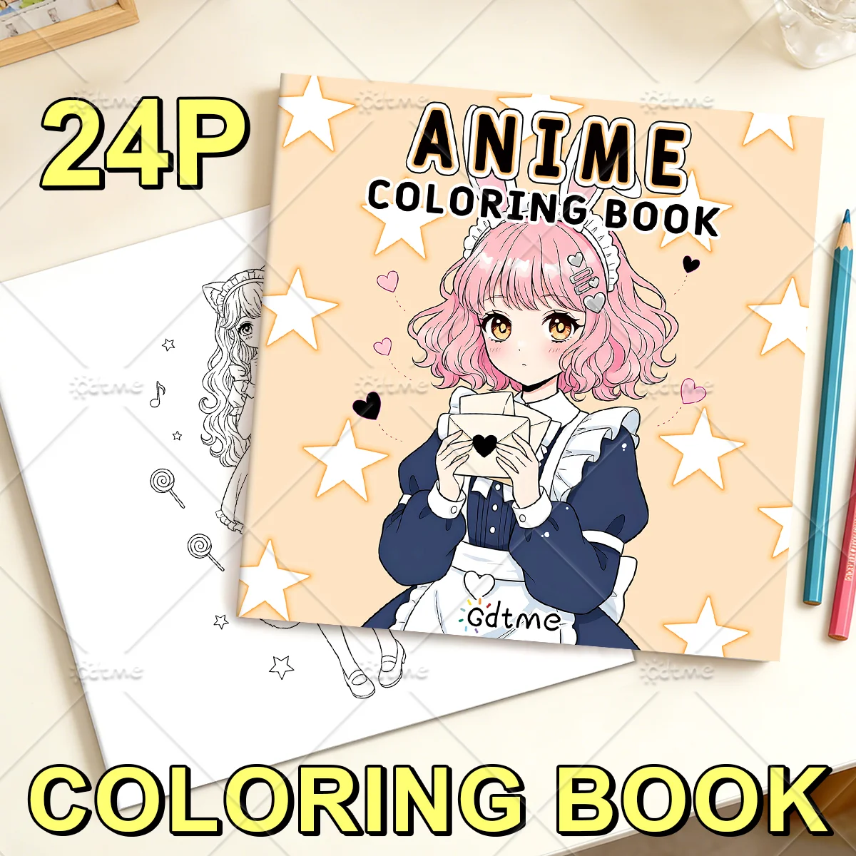 Anti-Angst Anime-Malbuch für Erwachsene Stressabbau DIY Mal- und Zeichenkunst-Aktivitätsbuch Perfektes Geschenk zur Entspannung – Detail 1