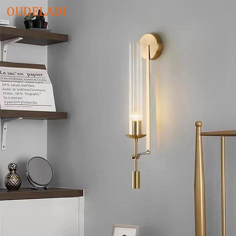 

Retro vintage Glass tube Wall Lamps Nordic Wall sconce Gold Living Room Bedroom Porch Aisle Dining Decor Lighting fixtures