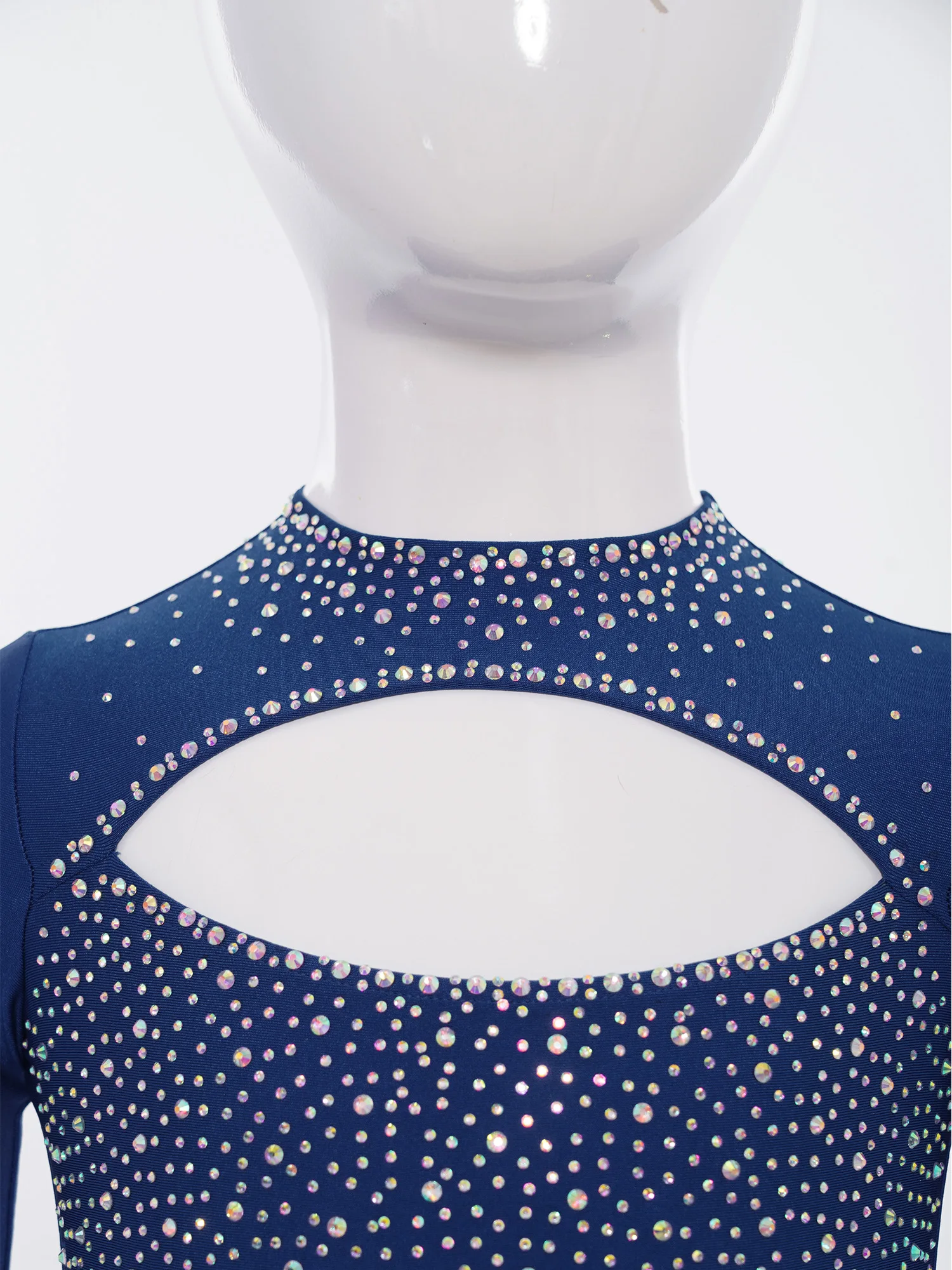 Kids Girls Figure Skating Jumpsuit Rhythmic Gymnastics Acrobatics Dance Leotard Costume Long Sleeve Cutout Front Ballet Bodysuit