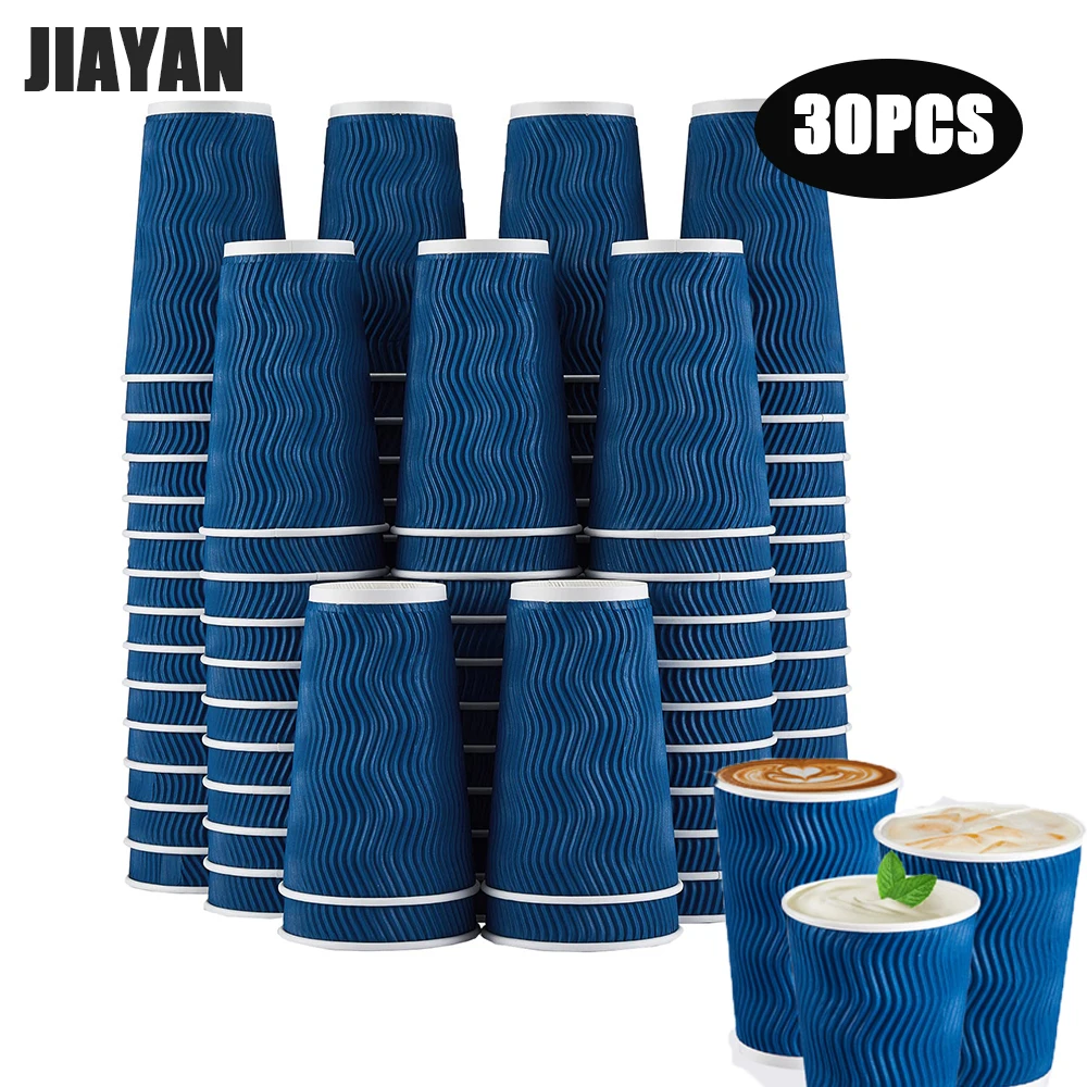 

JIAYAN 16 oz. Disposable Coffee Cup, Insulated Corrugated for Hot or Cold Drinks