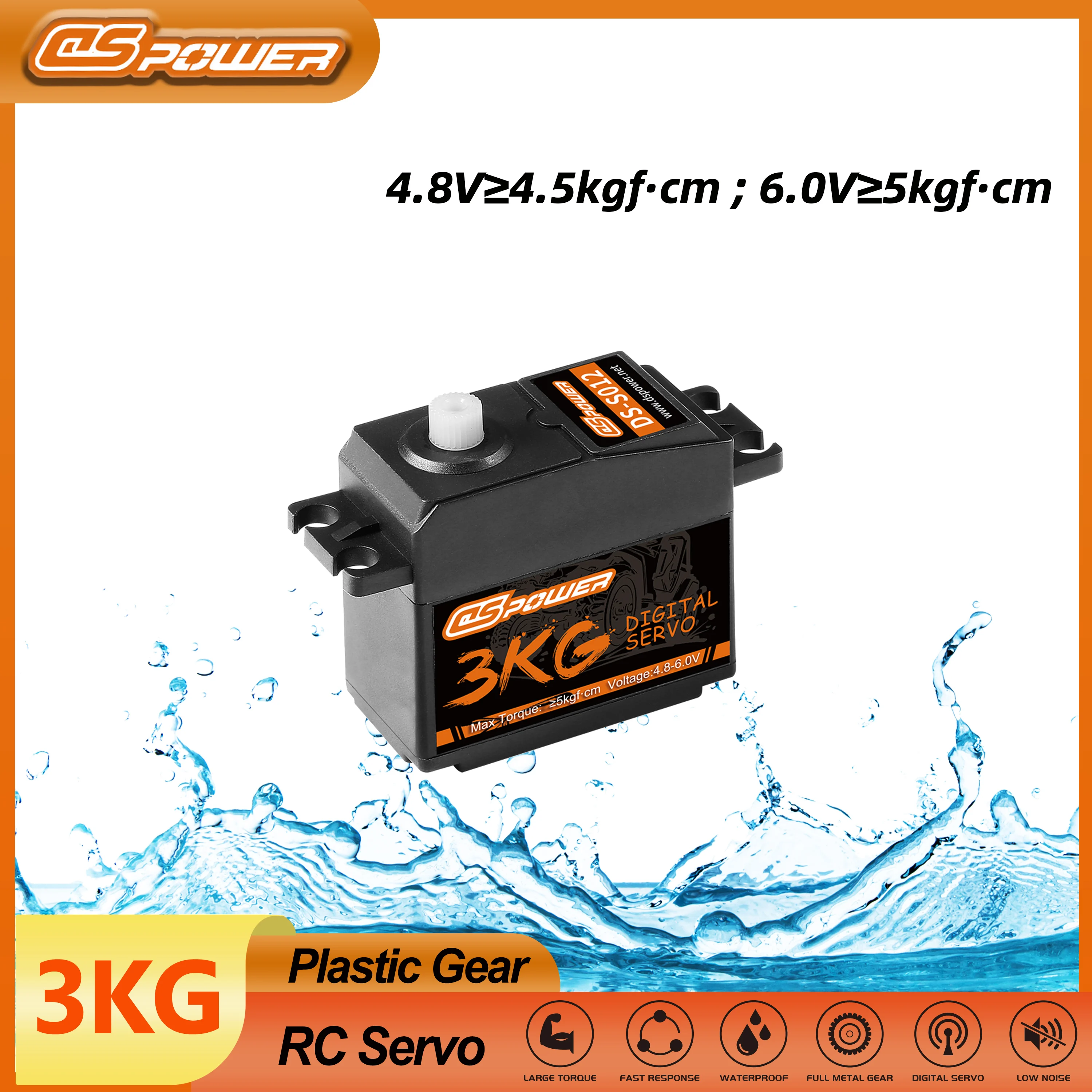 

DSpower 3KG Digital Servo Motor Waterproof 4.8~6.0V 5kg Large Torque for 1/10 1/12 RC Car Plane Wltoys HSP Mn99s TRX4 Scx10