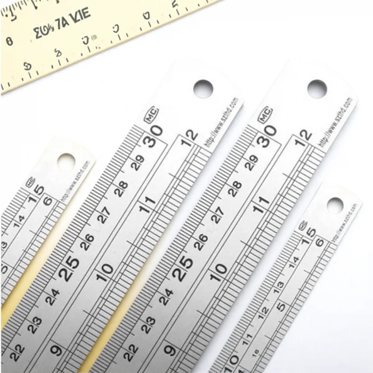 Stainless Steel Ruler Set 6 8 12 16 20 Inch Metal Rulers High Precision Double-Sided Graduation Scale Office Drawing Tools