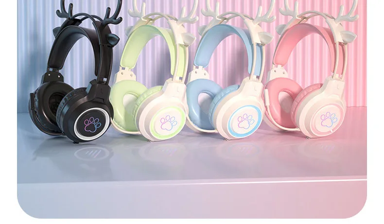 New deer ear foreign trade e-sports headsets for students computer headsets wear cable game headsets wholesale