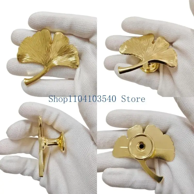 02DC Leaf Drawer Knob Set, Metal Single Hole Furniture Pulls, 4 Decorative Knobs with 8 Screws for Dressers, Wardrobes,
