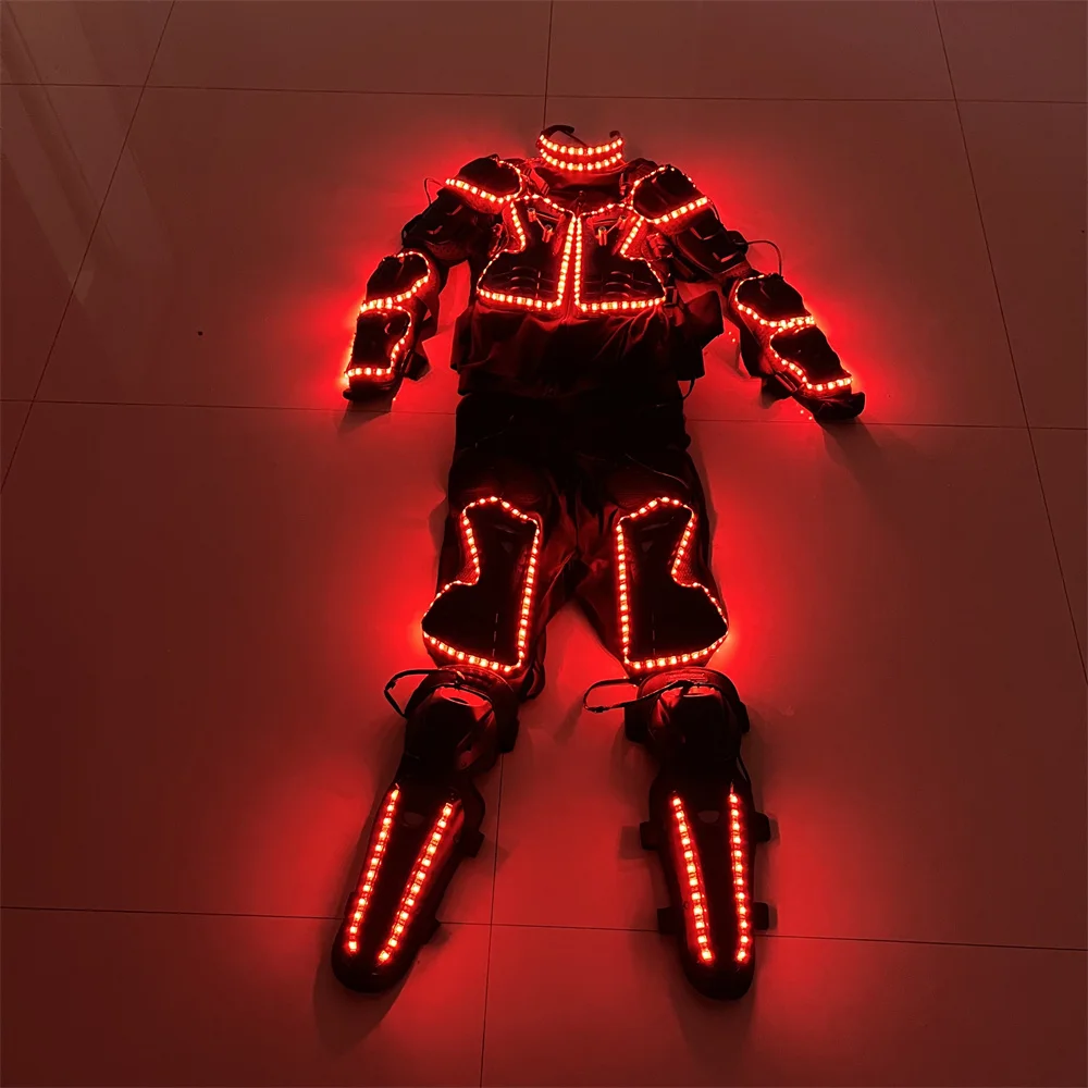 Magicool New Design Green Red Laser RGB Led Robot Armor Costumes DJ Stage Show Light Up Luminous Clothes Ballet Gloves Glasses