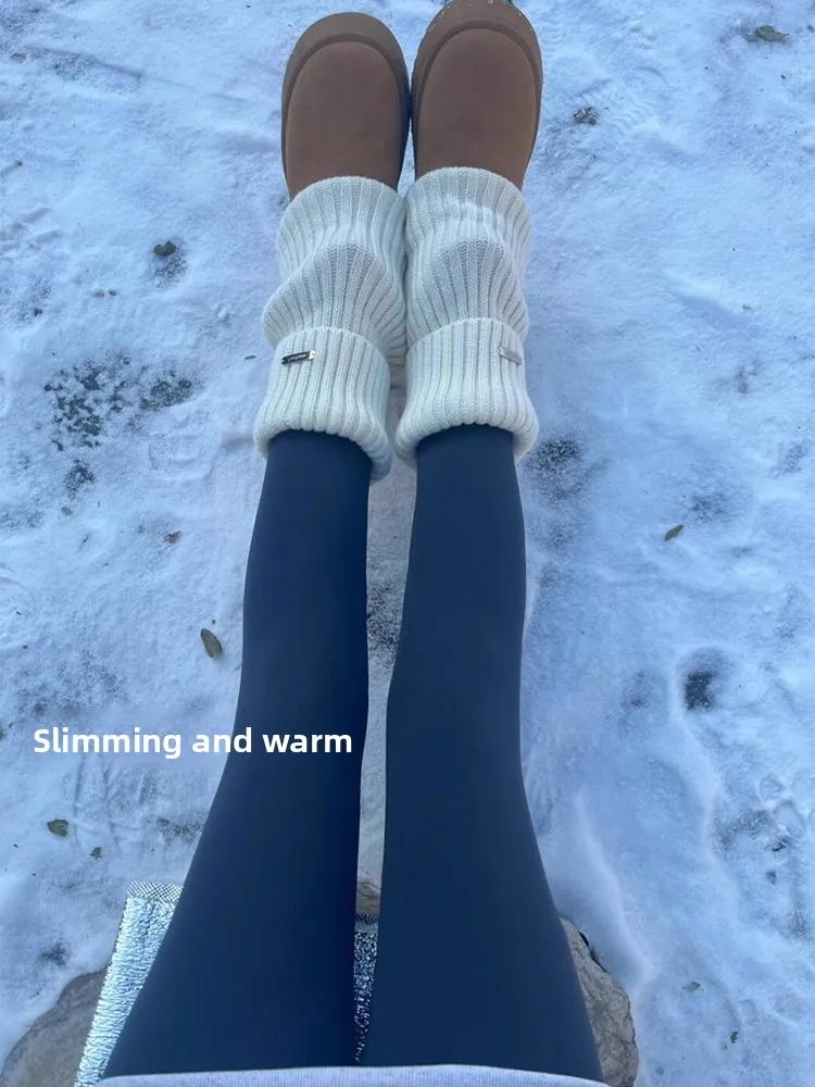 Pantalones de Yoga Thi, cintura alta, siete/nueños puntos, Fitn, nailon, LICRA, forro de Fce, cálidos, adelgazantes, medias de invierno no esponjosas