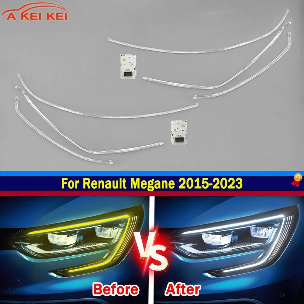 Für Renault Megane 2015-2023 DRL Auto-Scheinwerfer Lichtleiter Tagfahrlicht-Röhre & Leiterplatte Lichtquelle Chip-Modul