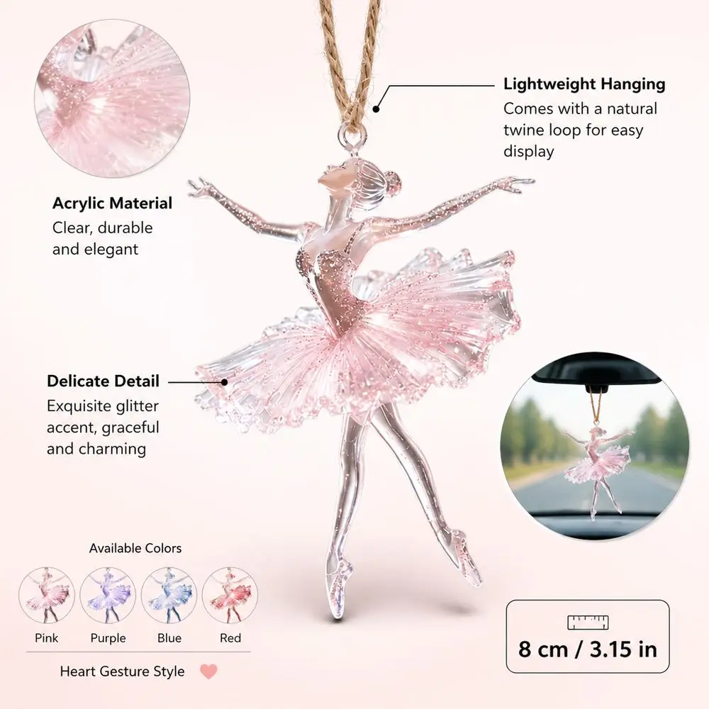 Transparency Ballet Girl Pendant Lucky Goddess Hanging Acrylic Hanging Ornament Decorative Style Ballet Dancer
