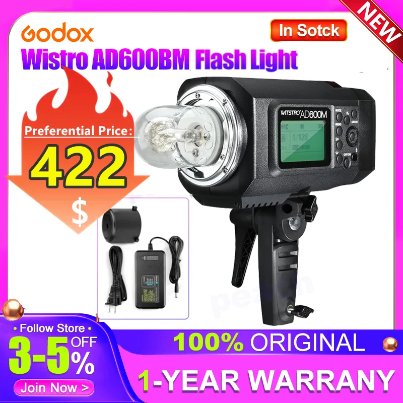 ·Godox Wistro AD600BM Bowens Mount 600W GN87 HSS 1/8000s Sync Outdoor Flash With 2.4G Wireless X System