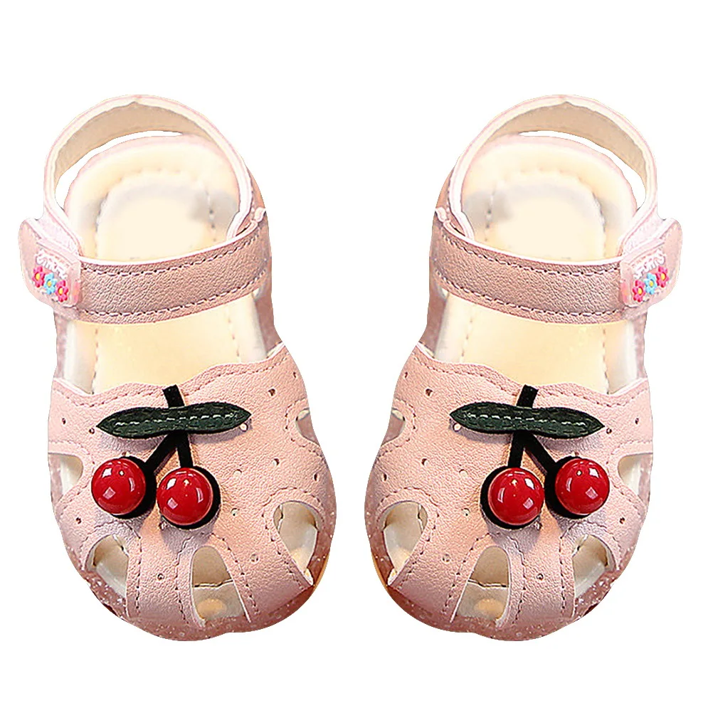 

1 Pair Kids Summer Sandals Cherry Pattern Soft Bottom Breathable Anti-Deformation Cute Girls Sandal For Toddler Comfortable