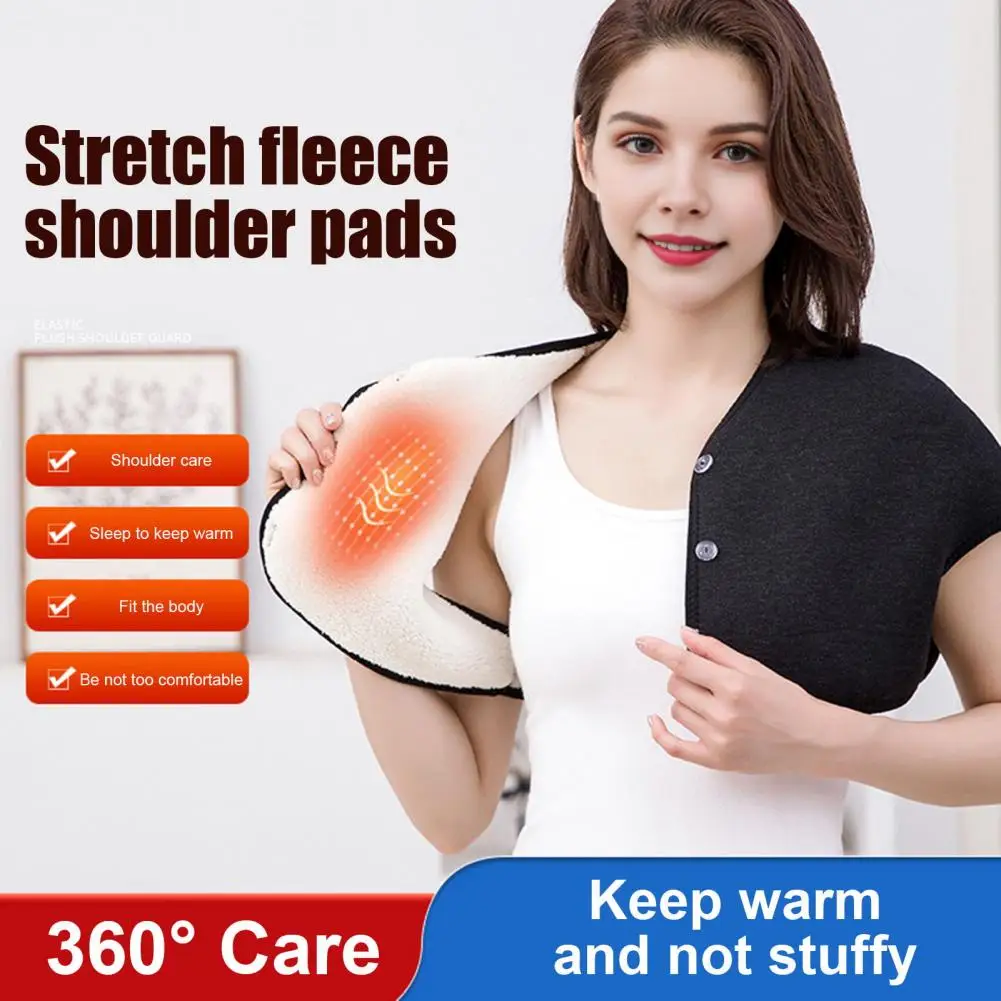 Windproof Stretch Polyester Shoulder Shawl Winter Thermal Fleece Shoulder Brace Wearable Shoulder Wrap Shawl Coldproof Elderly