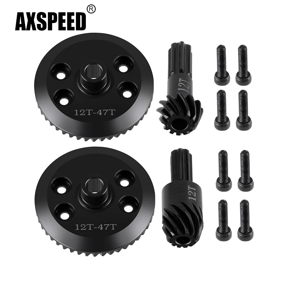 AXSPEED 40cr فولاذ 47 + 12T ترس نقل أمامي/خلفي لـ Traxxas 1/16 Mini Maxx 2S RC ملحقات أجزاء ترقية السيارة