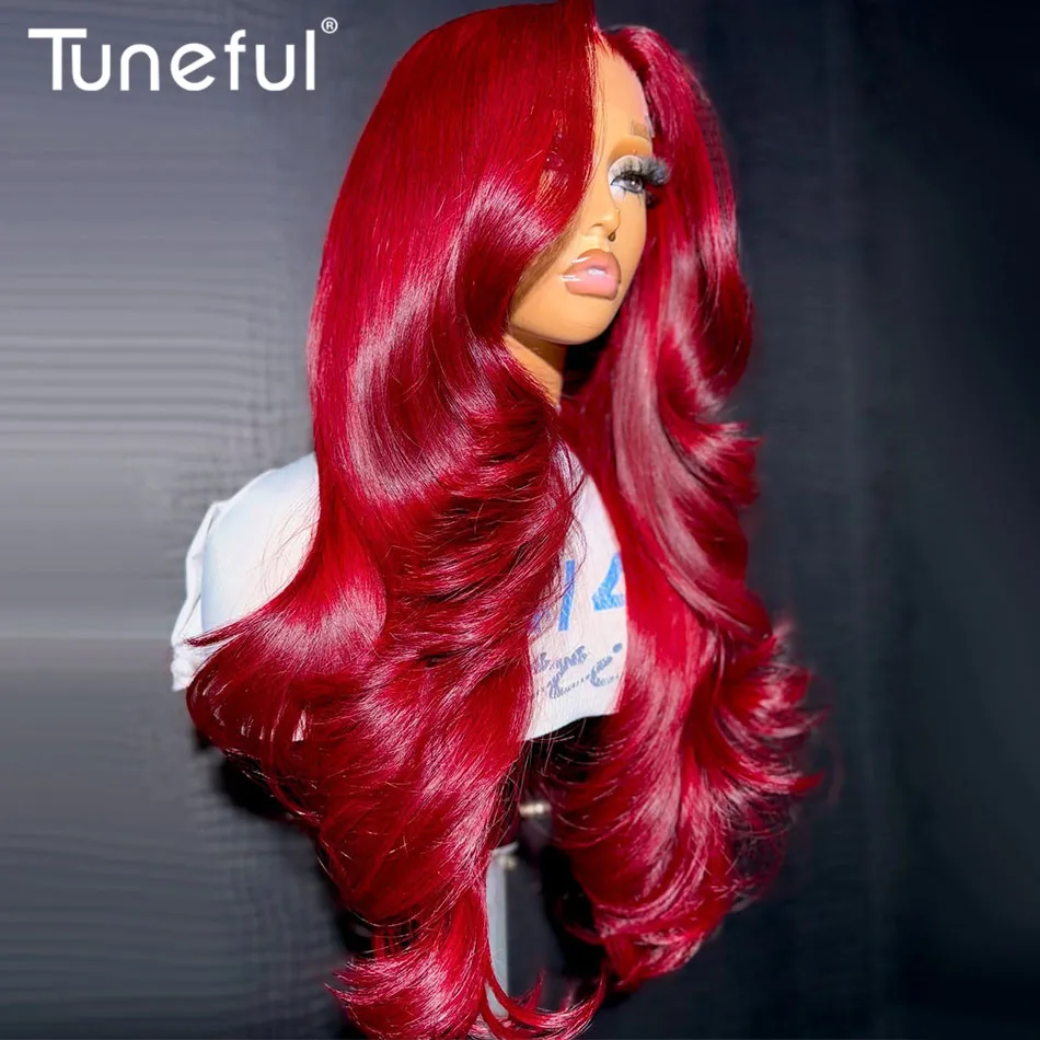 

Премиум Ярко-Красный Цвет 13x6 HD Парик Фронта Шнурка Человеческих Волос Парики Объемная Волна Парики Человеческих Волос Прозрачные Парики Фронта Шнурка