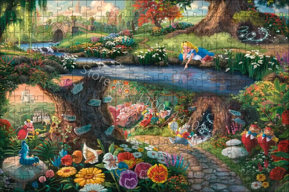 Alice In Wonderland Puzzle Cartoon Disney Movie 300/500/1000 Pieces Jigsaw Puzzles Children Interactive Game Adult Handmade Toys