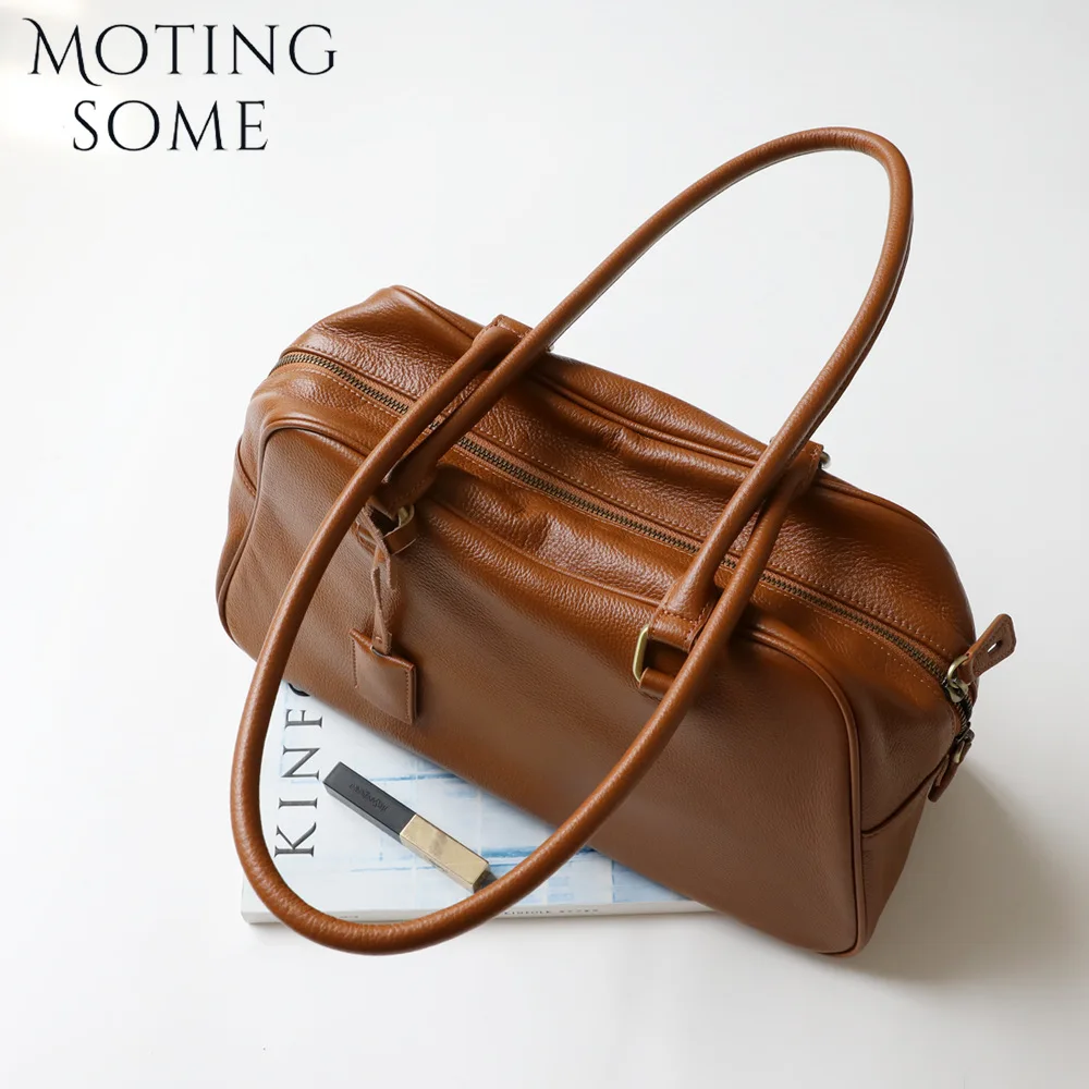 Motingsome Retro torby do gry w kręgle luksusowa pierwsza warstwa skóry wołowej o dużej pojemności moda damska dojazdy do pracy torba pod pachami