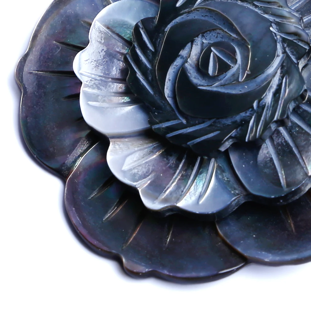 Natural Shell Brooch Black Mother Of Pearl Shell Camellia Flower Badge Pendant Bridal Corsage Pins DIY Charms Jewelry Accessory view 5