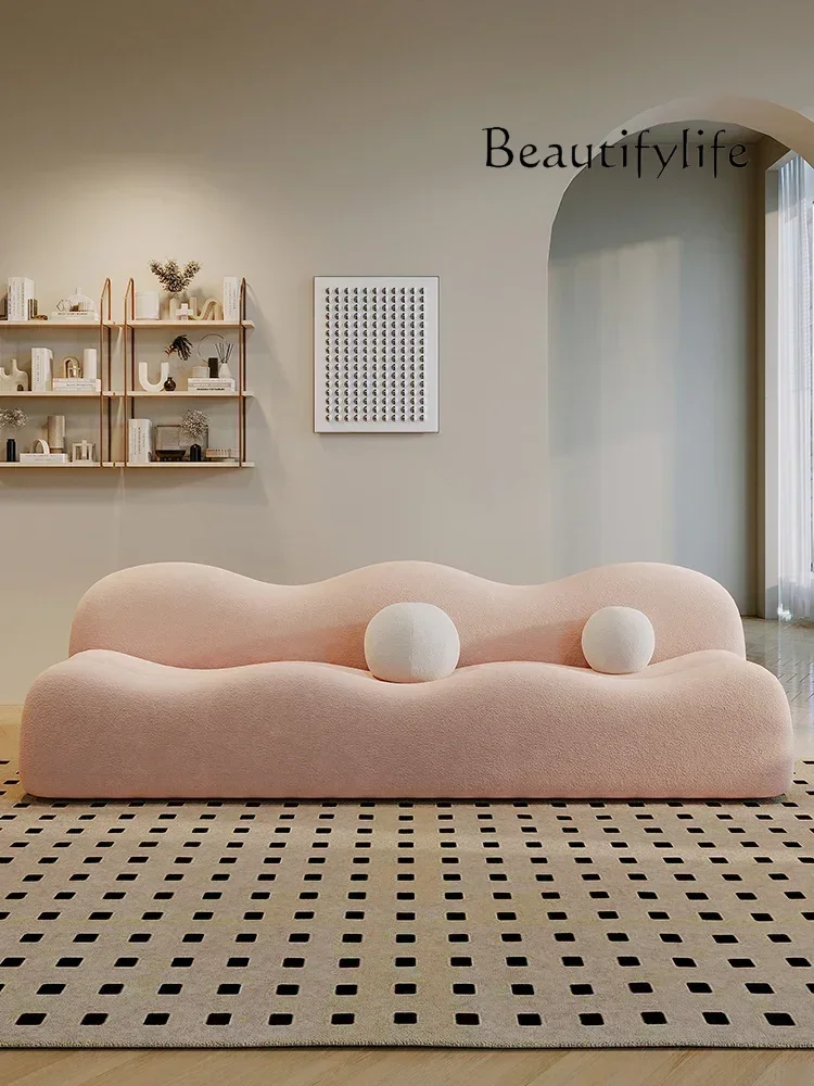 أريكة ذات صف مستقيم على الطراز الكريمي لغرفة المعيشة B & B أريكة غرفة نوم وردية اللون #1