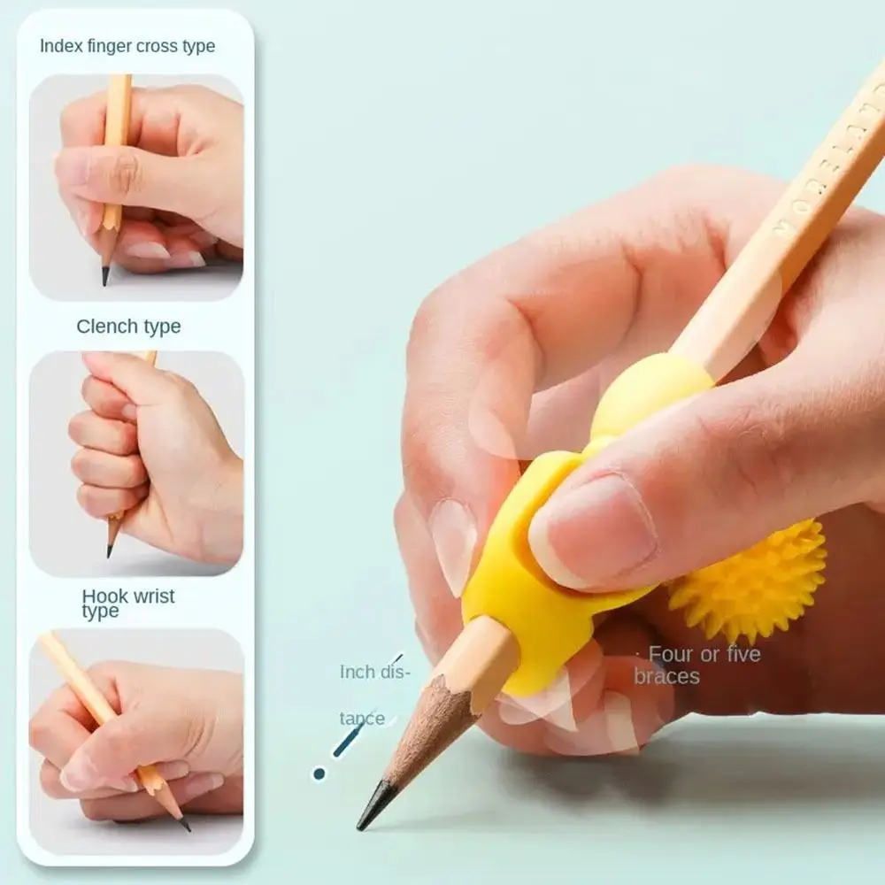 4 pcs Writing Posture Silicone Orthosis Writing AIDS Handwriting Learning Practice Pen Holder Colorful Pens Holding