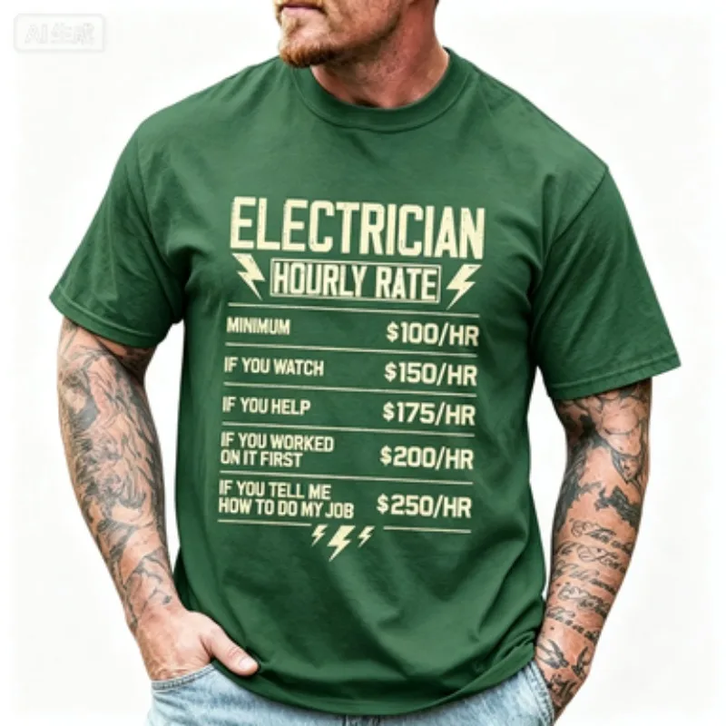 Electrician Hourly Rate Funny Shirts Graphic T Shirt Dont Tell Me How To Do My Job Electric Funny Occupational Tshirt Casual Top