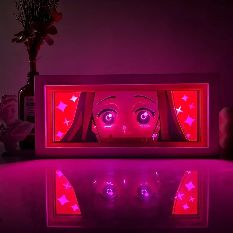 Caja de luz de pintura Demons Slayer, lámpara Led DE ACCIÓN DE Kimetsu No Yaiba, Tanjirou, figura de acción de Anime, decoración de lámpara de dormitorio para niños