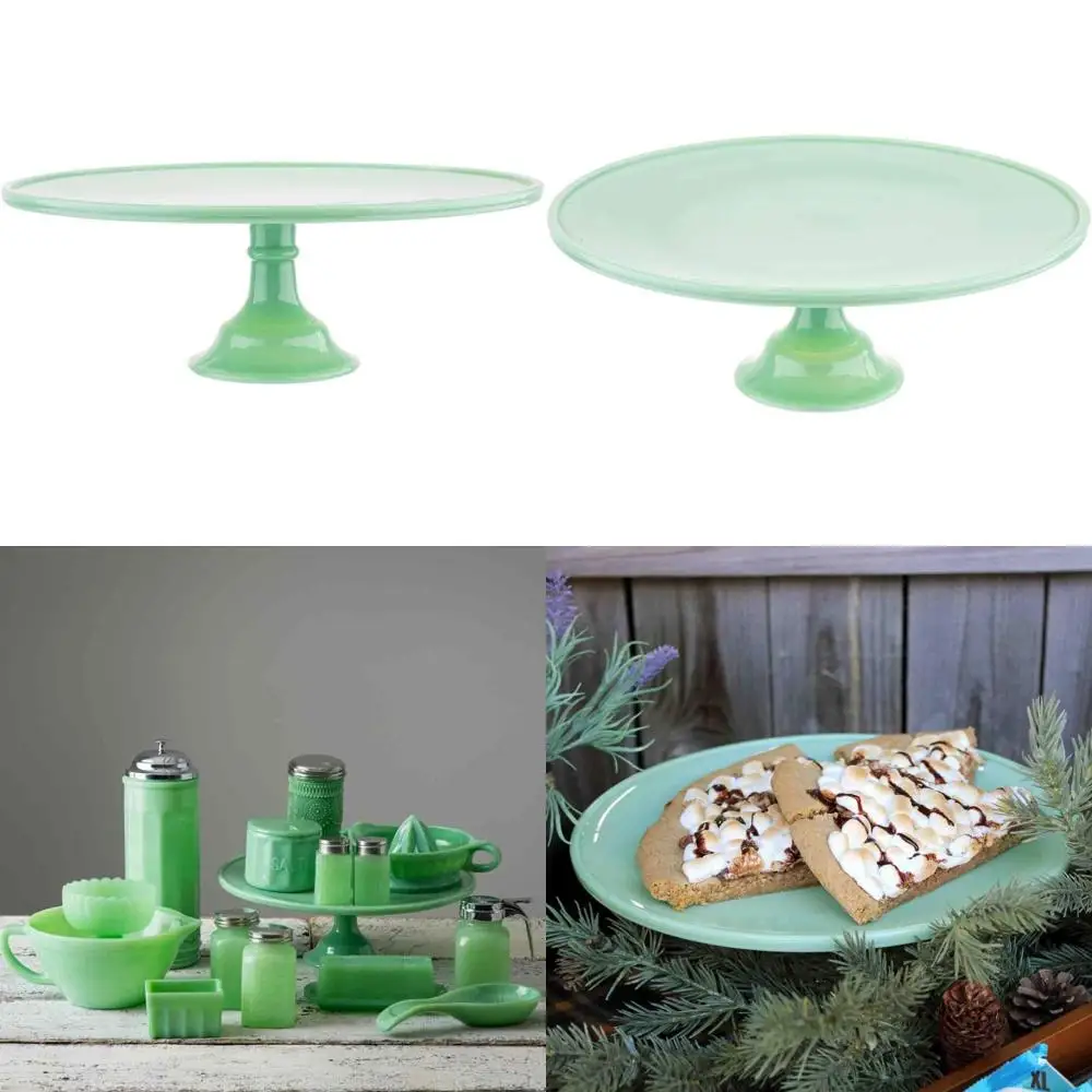 

Зеленая стеклянная подставка для торта, 12,875 x 4,375