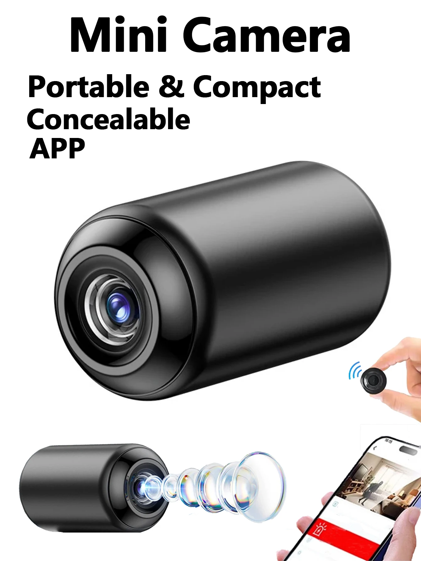 

Мини-камера WIFI HD Камера ночного видения Встроенный микрофон Plug and Play Удаленный онлайн-обзор Портативный компактный монитор